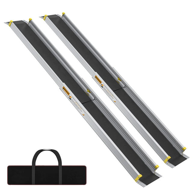 Aufun 2pcs Wheelchair Ramp Aluminum Telescopic 91-152.5cm with Bag, Non-Slip Extendable Telescopic Ramp with 272KG Loading Capacity Ideal for Manual Wheelchairs, Electric Wheelchairs and Rollators