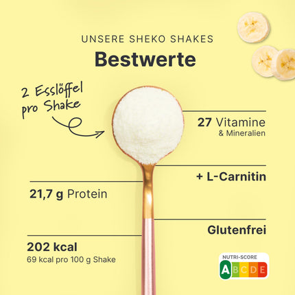 SHEKO Balance Shake Banana - 21 Creamy Meal Replacement Shakes for Weight Loss - High Protein, Gluten-Free &amp; Natural Flavor - Weight Loss Shake
