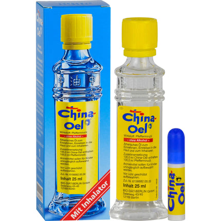 China Oil 25ml with inhaler - pure peppermint oil for oral use and inhalation for colds and muscle pain