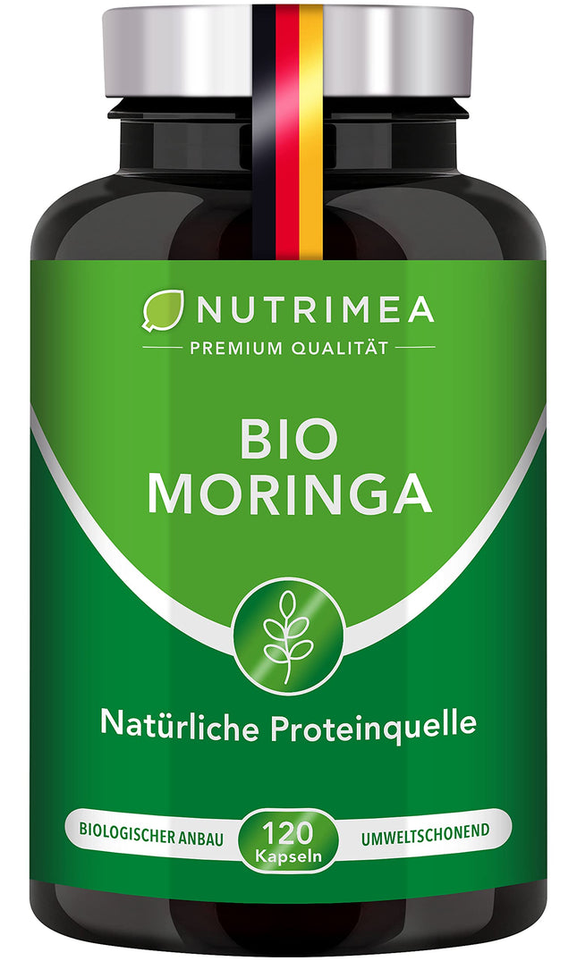 MORINGA Oleifera Capsules | Organic Certified NO Additives | Made in Germany | Energy Tabs in a 4-month supply | SUPERFOOD 100% VEGAN