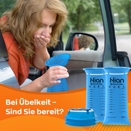 Hion Vomit Bags with Mouthpiece 27 Pack - Opaque, Spacious Vomit Bags - Premium High-Density Vomit Bags - Perfect for Travel Sickness, Pregnant Women &amp; Taxi Drivers - Provides Safety &amp; Comfort