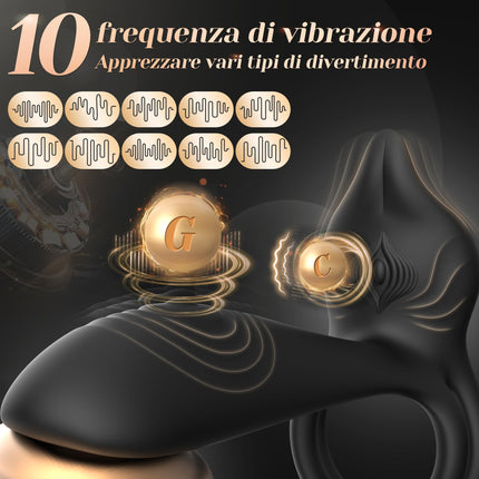 Penis ring sex toy for couples extreme sex, penis ring erotic sex toy for men, cock ring erotic sex toy for clitoris, 10 vibration modes dual penis rings massager