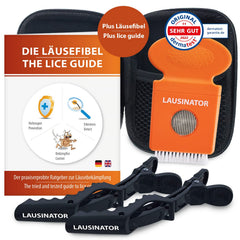 Original 3-in-1 Lausinator with box, including 2 hair clips | Lice comb and nit comb for children and adults made of metal