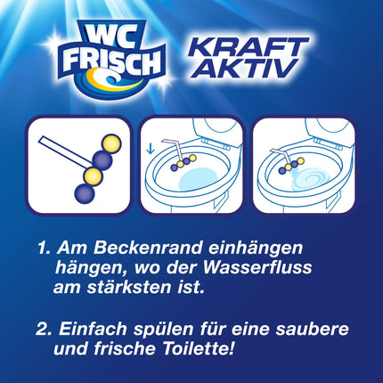 WC Fresh Power Active Fragrance Rinse Lemon (10-pack), toilet cleaner ensures cleaning with every flush, fragrance stones for long-lasting fresh toilet fragrance