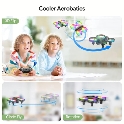 Tomzon mini drone with 1080P camera for children and beginners RC quadcopter with LED light, remote-controlled helicopter, drone toy indoor 360° propeller protection/long flight time/throwing go/3D flip drone