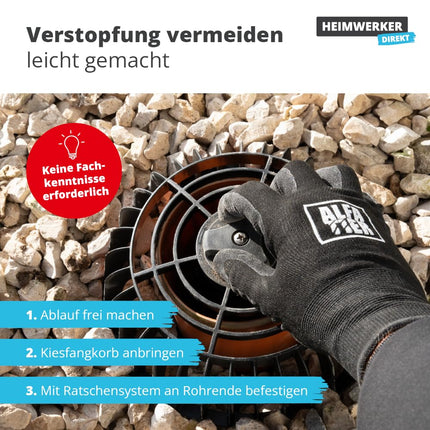 1x Alfa gravel catcher leaf catcher clamping range from 70-200 mm individually adjustable - No more pipe blockages on flat roofs &amp; garages