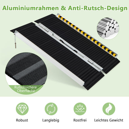 COSTWAY Wheelchair Ramp 91 cm, Folding Ramp Portable &amp; Anti-Slip Load Capacity up to 272 KG, Aluminum Access Ramp, Threshold Ramp for Wheelchair Stairs Doors (91 x 74 cm)
