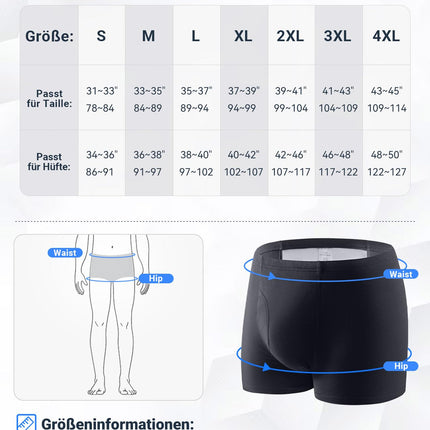 Pack of 3 incontinence pants for men, men's boxer shorts for incontinence with absorbent pad 300 ml urine capacity cotton washable underwear for men black XXL