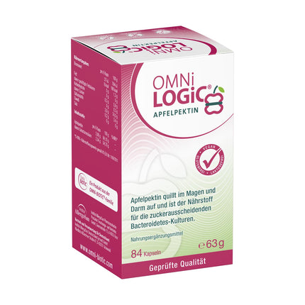 OMNi LOGiC APPLE PECTIN, 84 Capsules, Fiber, Natural Apple Pectin: Swells in the stomach and intestines, Vegan, Gluten-free, Lactose-free