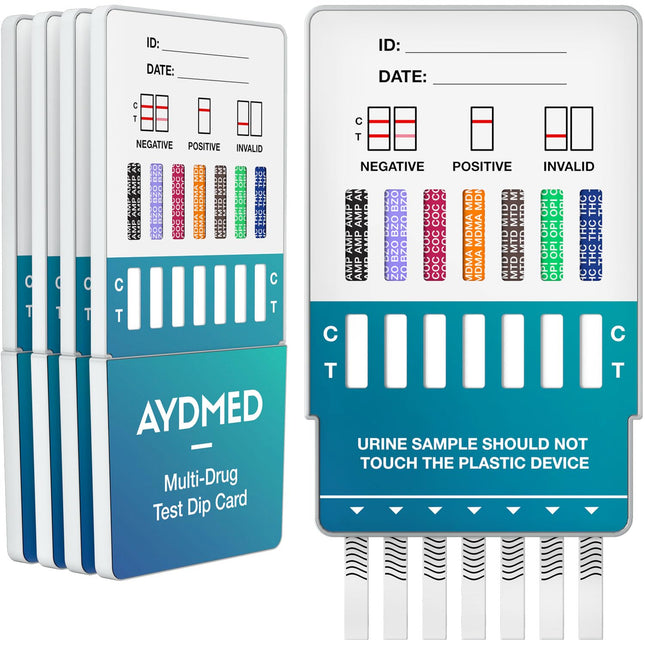 5 x AYDMED 7-in-1 Rapid Drug Test | Drug Test for Self-Test Urine Screening | Drug tests for the detection of cocaine, opiates, methadone, amphetamines, cannabis, ecstasy, and benzodiazepines