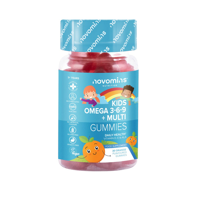 Children's Omega 3 6 9 Gummies – Vitamin D &amp; Vitamin E – Omega 3 Vegan – 1 Month Supply – Chewable Food Supplement – ​​Plant-Based Alternative to Fish Oil – Children's Vitamins by Novomins