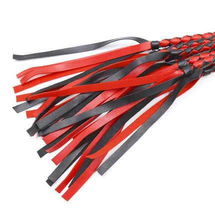 Rapidly Whip Leather Riding Crop 8 Black Red Braided Tassel Whip Flogger Fetish BDSM Sex Toy Props for Stage Performances