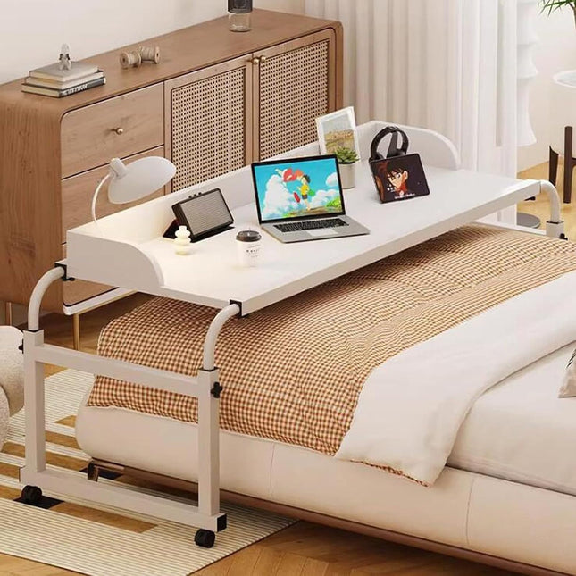 MEYEBP Bedtable Overbed Table with Wheels, Height Adjustable Table Over the Bed Table King Size, Rolling Desk Over Bed, King Beds Rolling Medical Bed Desk for Hospital and Home