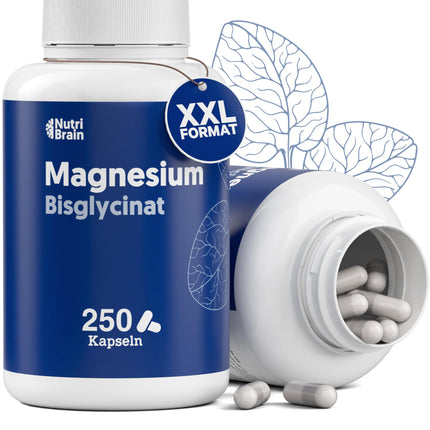 Magnesium bisglycinate 2000 mg - HIGH DOSE, 250 capsules | Premium: Chelated magnesium with high bioavailability for restful sleep, energy, bones and muscles, and concentration.