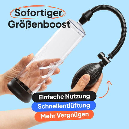 Baseks Classic Penis Pump 24 cm - Manual Vacuum Pump for Men - Simple Penis Pump with Clear Cylinder - Functional Penis Pump for Beginners - Penis Pump Without Battery - Hand Cock Pump