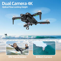 IDEA12 PRO Drone with Adjustable 4K Camera with Optical Flow Positioning for Beginners and Adults, Drones with Brushless Motor, FPV RC Drone Quadcopter with 2 Batteries 30 Minutes