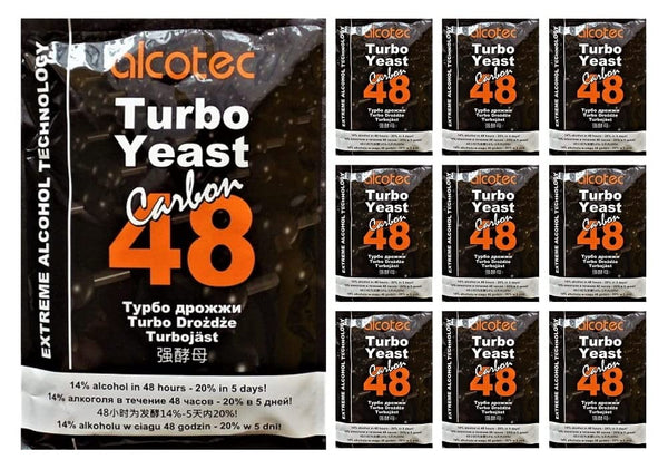 AlcoTec HUGBERT 48 Carbon Turbo, alcohol, fermentation yeast, yeast, liquor, distilling yeast, distillation, 10 pieces