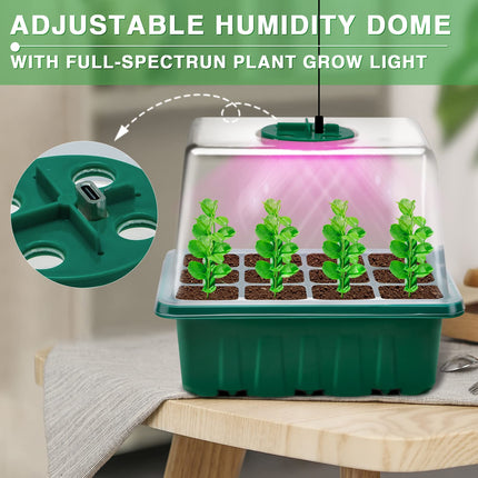 YAUNGEL Indoor Greenhouse Grow Box with Plant Lamp, 4 Pieces Mini Greenhouse Grow Set with Timing Controller Adjustable Brightness, Thicken Small Greenhouse with Raised Lid