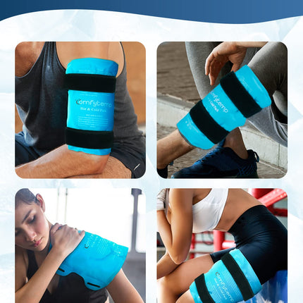 Comfytemp Cooling Sleeve Knee with Velcro Fasteners, 27x35cm Cooling Pads Large Gel Cooling Bandage for Knee Pain, Cold Warm Compress Ice Pack for Knee Replacement Surgery/Arthritis/Bruises/Swelling