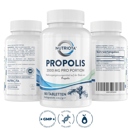 Propolis 1000mg | 180 high-dose propolis tablets | Natural immune system support, sore throat relief, and powerful antioxidant | By Aceso