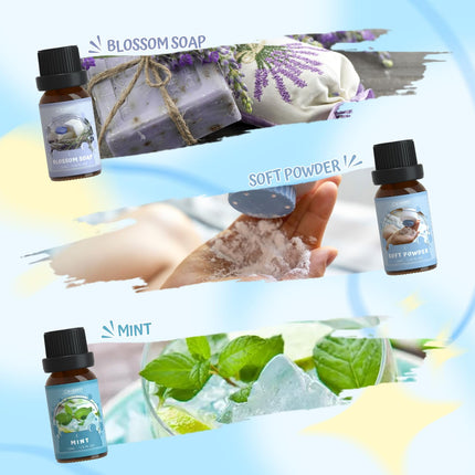 SALUBRITO Clean Essential Oils Set, Pure Aromatherapy Fragrance Oil for Diffusers, Candle Making, Clean Cotton, Fresh Linen, Clean Home, Powder, Flower Soap, Mint