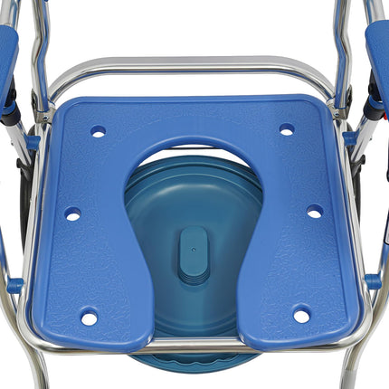 HuKaiL Commode Chair with Wheels, Mobile Toilet Stool for Adults with Built-in Bucket and Adjustable Armrests, Shower Chair Commode Chair 125Kg Load Capacity for Patients Seniors Disabled