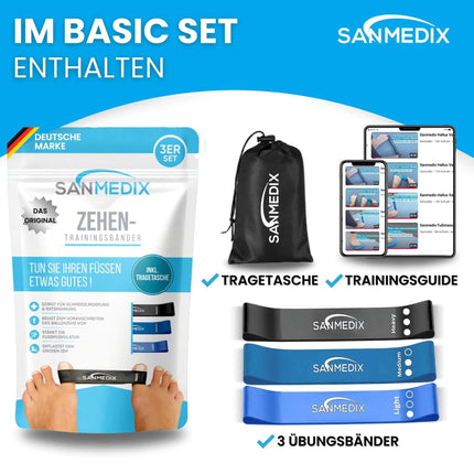 Sanmedix Hallux Valgus Toe Spreader Training Band for the Toe - Correction Set for Women and Men to Relieve Bunion Pain