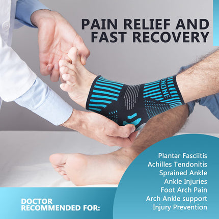 Professional Ankle Support 2 Pack, Breathable Ankle Support for Women/Men Compression Socks Foot Support for Plantar Fasciitis, Arthritis, Sprained Ankles, Achilles Tendon, Sports