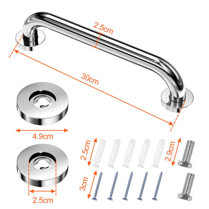 Fousenuk 2 Pack Grab Bars for Seniors, Stainless Steel 30cm Shower Bathtub Handle, Bathtub Handle, Bathtub Bathroom Grab Bar Shower Handles for Wall Mounting Toilet Bathroom Non-Slip, Safety Handle