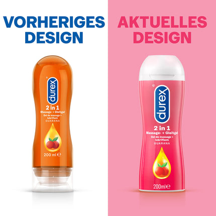 Durex Play 2-in-1 Massage &amp; Lubricant Guarana + Durex Play 2-in-1 Massage &amp; Lubricant Aloe Vera – Water-based lubricant for intimate experiences for two – 2 x 200 ml dispensers