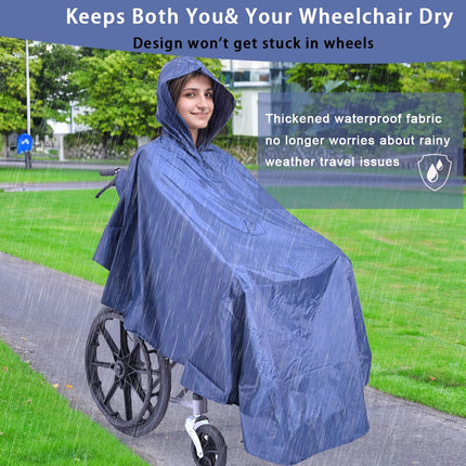 Fonakei Wheelchair Rain Poncho cover, Waterproof rain cover cape, Lightweight Rain Poncho for wheelchair Dry Protection