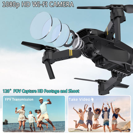 Drone with 1080P Camera, Beginner RC Quadcopter Drone for Kids, FPV Mini Drone, Altitude Hold, One-Key Takeoff/Landing, 3D Flip. Gifts for Girls/Boys (Dark-011)
