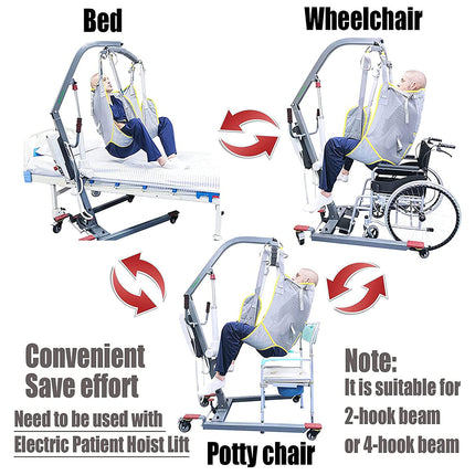 Open patient lift transfer sling, patient aid, toilet sling patient lift, patient aid universal bath patient lift with headrest, shower sling with split legs