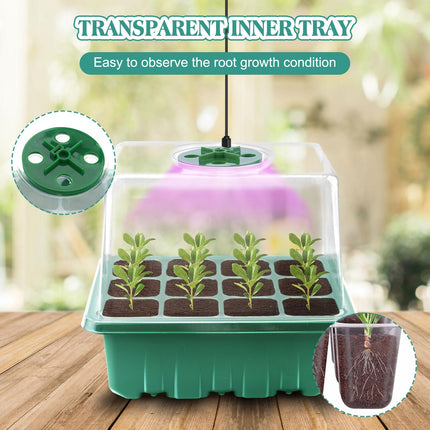 Yozexin Indoor Greenhouse Propagator with Plant Lamp, 5-Piece Mini Greenhouse Propagation Set, Greenhouse Propagation Tray with Raised Lid, for Plant Growth and Seed Germination