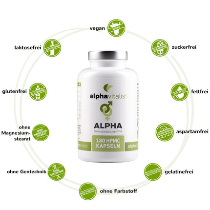 alphavitalis ALPHA Men capsules for long-term use with zinc (for normal fertility and reproduction), amino acid L-arginine, Maca Black, Tribulus Terrestris, Ginkgo, Ginseng