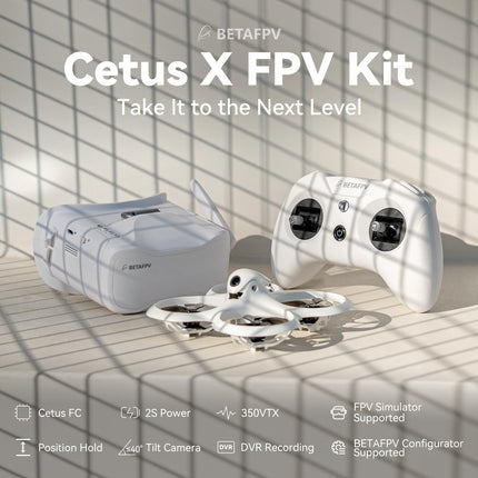 BETAFPV Cetus X FPV Kit with Cetus FC, Position Hold Function/3 Flight Modes with TX/DVR Goggles for FPV Beginner Flight Indoor Outdoor, FPV Simulator/DVR Recording/BETAFPV Configurator Supported, 2S RTF Kit