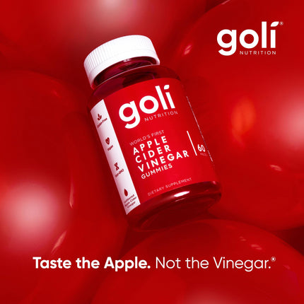 Goli Nutrition, Apple Cider Vinegar, 60 vegan gummies, 1000mg apple cider vinegar per serving, gluten-free, soy-free, GMO-free, apple cider vinegar flavor