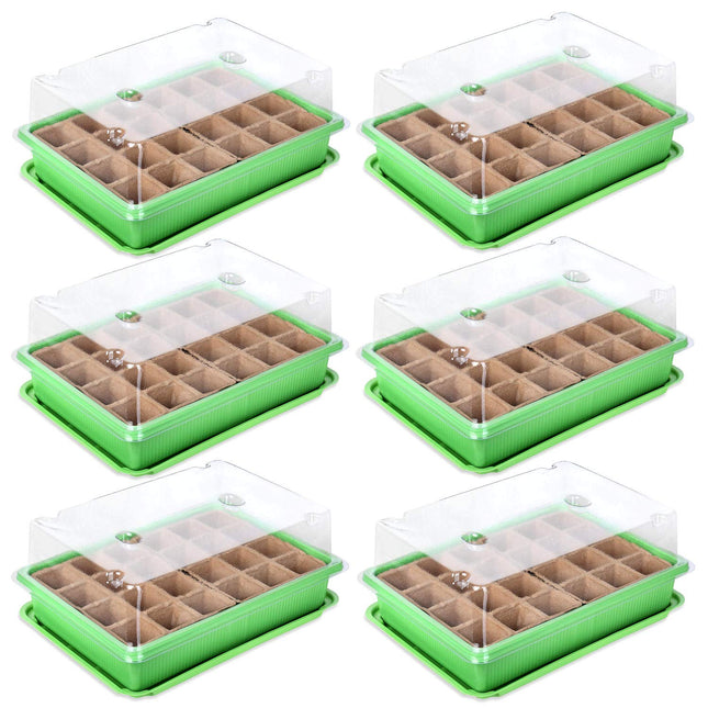 Schramm® 6 piece cultivation set greenhouse cultivation tray pots indoor greenhouse 27 x 19 x 11 cm for 144 cultivation pots cultivation set mini greenhouse