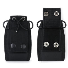 QWORK 2 Pack Radio Pouch, Tactical Walkie-Talkie Pouch, Intercom Pouch for Police Firefighter Security Officer (Black), Black