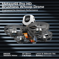 BETAFPV Meteor65 Pro Brushless Quadcopter with Matrix 1S ​​3IN1 HD FC, 0802SE 19500KV Motor, 35mm 3-Blade Prop Compatible with O4 Air Unit for FPV Filmmaking Enthusiasts Flights Indoor Outdoor - PNP
