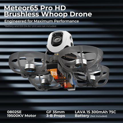 BETAFPV Meteor65 Pro Brushless Quadcopter with Matrix 1S ​​3IN1 HD FC, 0802SE 19500KV Motor, 35mm 3-Blade Prop Compatible with O4 Air Unit for FPV Filmmaking Enthusiasts Flights Indoor Outdoor - PNP