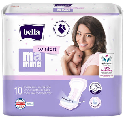 bella Mamma comfort postpartum pads 4-pack (4 x 10 pieces) recommended by midwives, reliable protection after birth