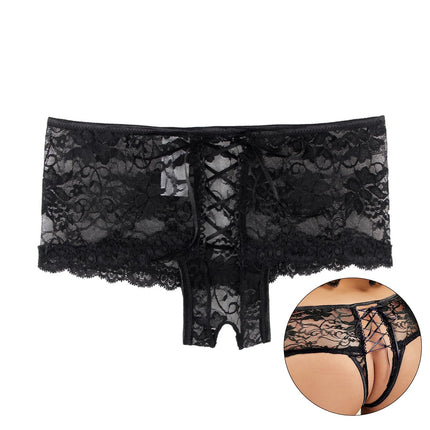ohyeahlady Open Crotch G-string for women Erotic underwear Sexy panties Large sizes Lace briefs Open Crotch Thong Lingerie Ladies Sexy Underwear Open Crotch Lingerie Chubby Black, 3XL-4XL