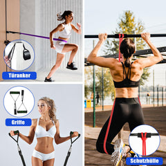 Fokky Fitness Bands Resistance Bands Set with 4 Levels, Resistance Bands with Door Anchor, Handles, Protective Cover, Carrying Bag &amp; Training Instructions, Pull-Up Bands for Stretching/Yoga/Pull-Ups/Strength Training