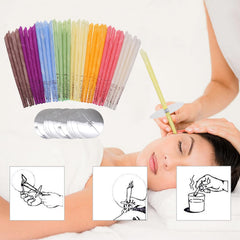 Natural ear candles, 32 pieces (8 colors), cylinder fragrance, hollow cone candles with 16 protective discs