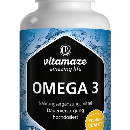 Omega 3 capsules, high-dose, 400 mg EPA &amp; 300 mg DHA in triglyceride form for 3 months, 1 capsule per day, 1000 mg fish oil from sustainable fishing, highest bioavailability, Made in Germany