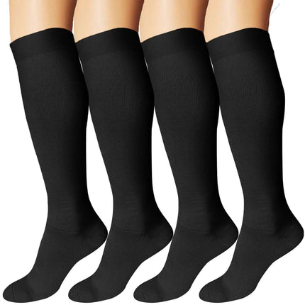DDOBB 4 Pairs Compression Stockings for Men and Women, Support Stockings, Compression Socks, Support Socks, Travel Stockings for Flight, Sports, Running, Cycling (Black*4, SM)