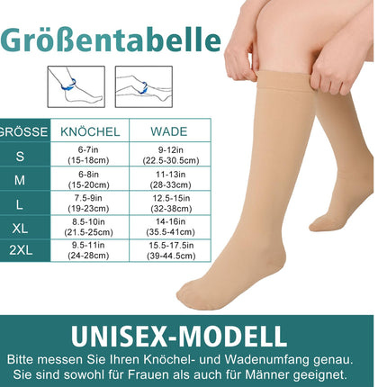 Evolyline 2 pairs of medical compression stockings for women and men 20-30 mmHg class 2, calves, closed toe, support stockings, compression socks, thrombosis stockings, graduated support for edema