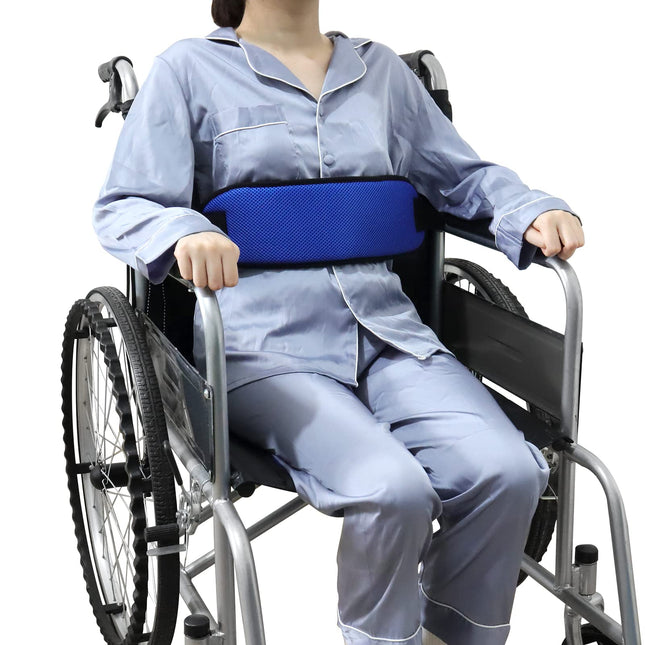 LOSCHEN Non-Slip Seat Belt Thick Chair Abdominal Area Adjustable Anti-Fall Slip with Buckle for Elderly Seniors (Blue)
