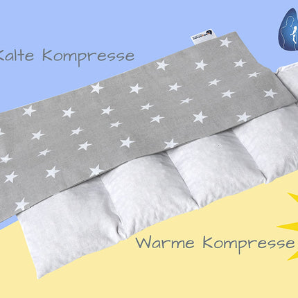 Medi Partners Cherry Stone Pillow 60x20cm 800g 100% Cotton 5 Chambers Large Organic Natural Heat Pillow Cold Therapy Removable Cover (Stars)